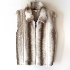 Mercer Street Studios Faux fur vest front sweater back brown white Size M